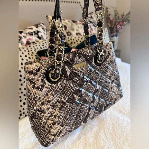 NWT Kate Spade Gorgeous quilted Small Maryanne Gold Coast Snakeskin Bag - Picture 1 of 10